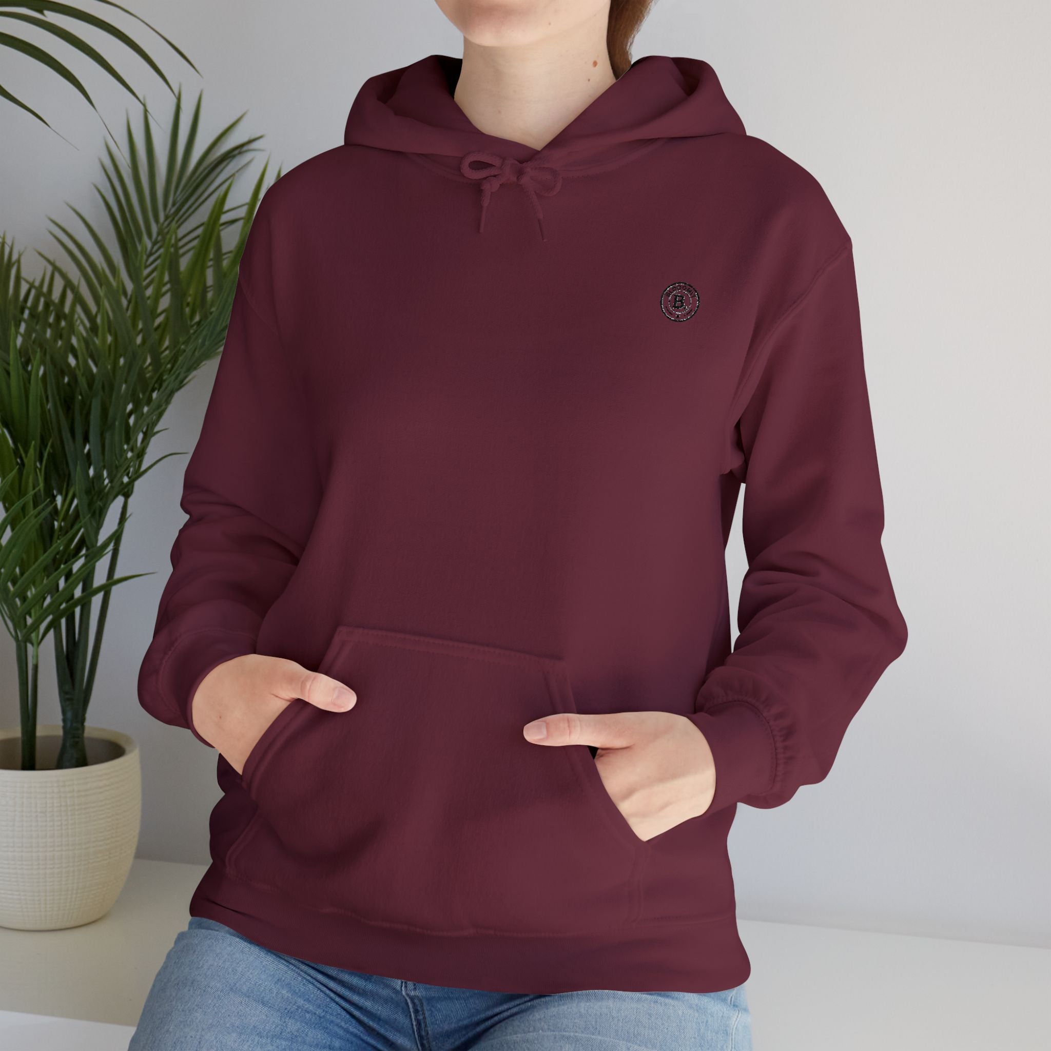 Maroon Blooomit minimalist emblem hoodie