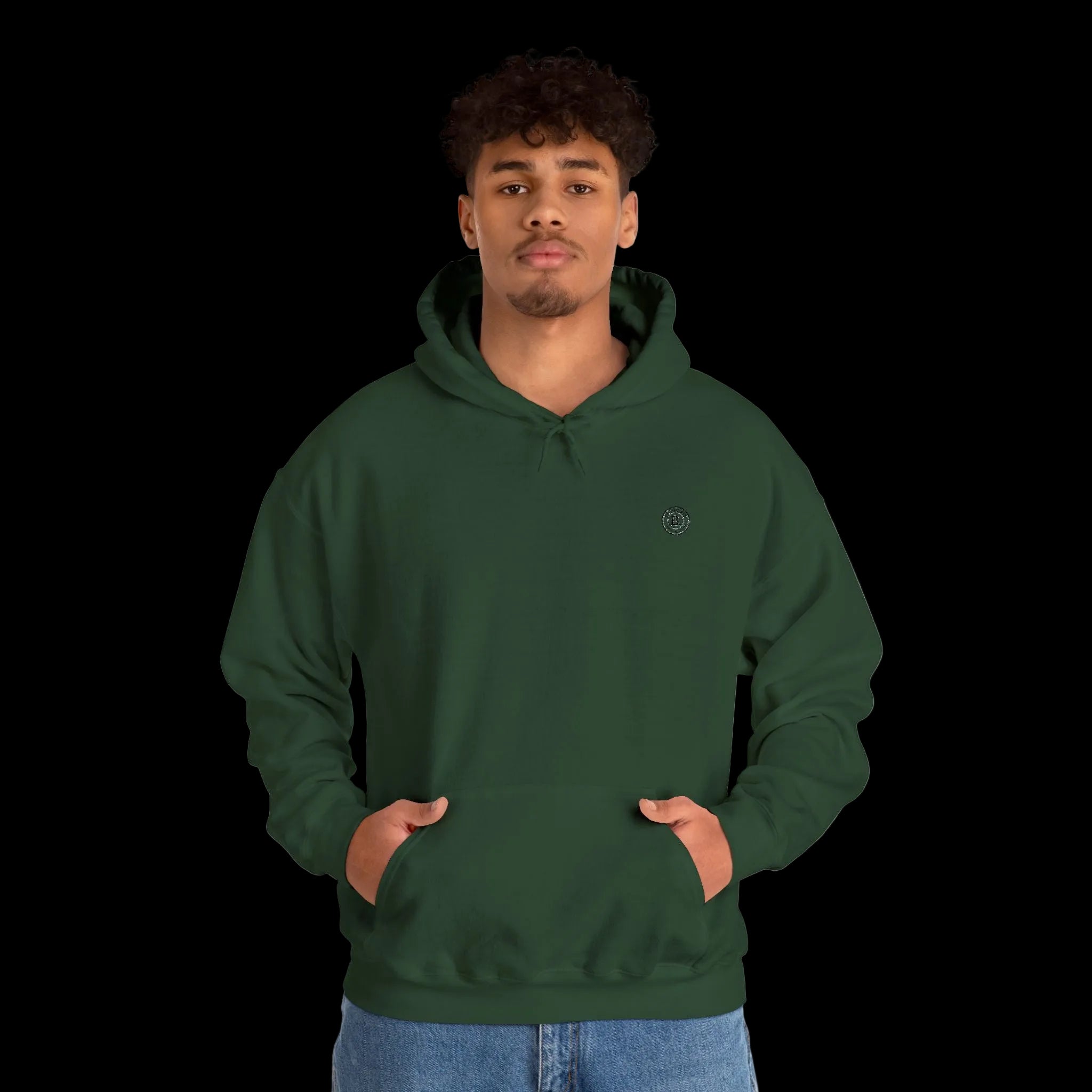 Male model wearing BLOOOMIT Minimalist Emblem Hoodie