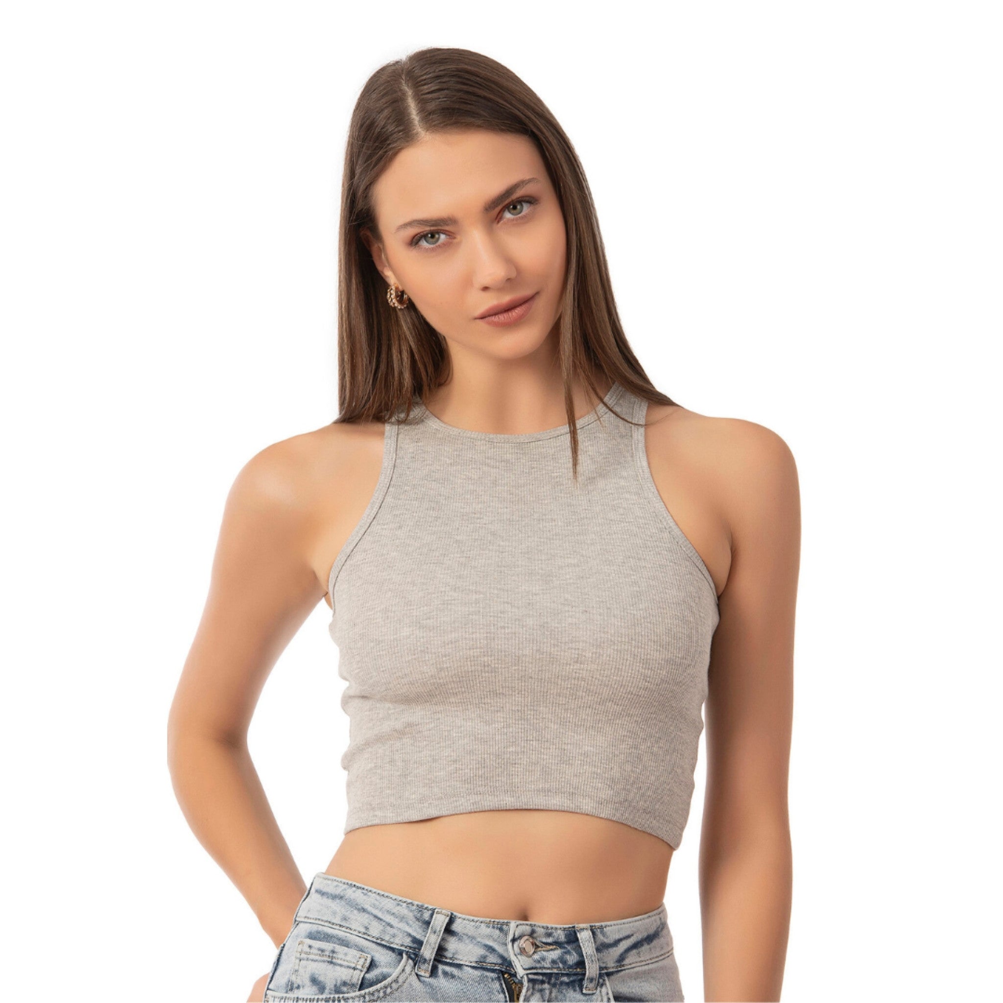 High - Neck Crop Tank Top - BlooomiT