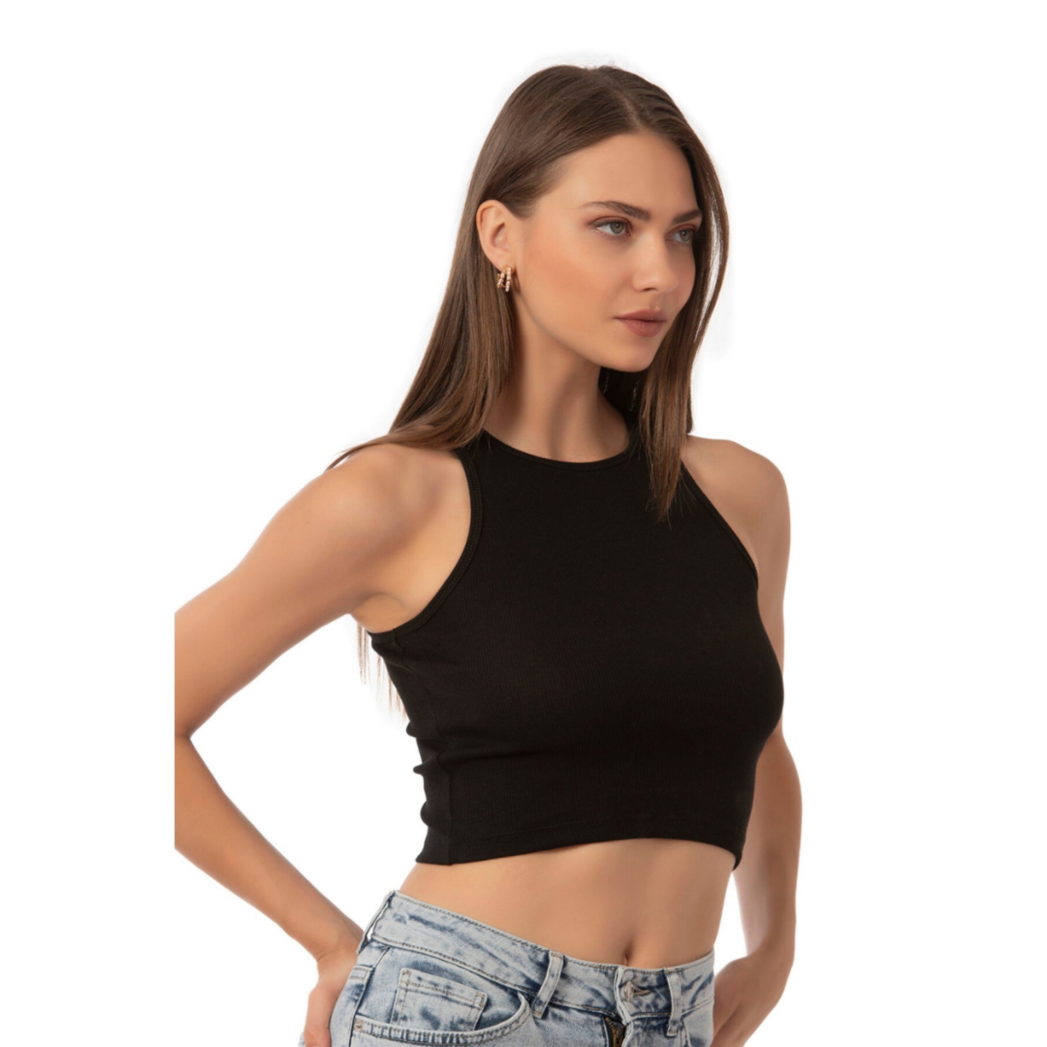 High - Neck Crop Tank Top - BlooomiT