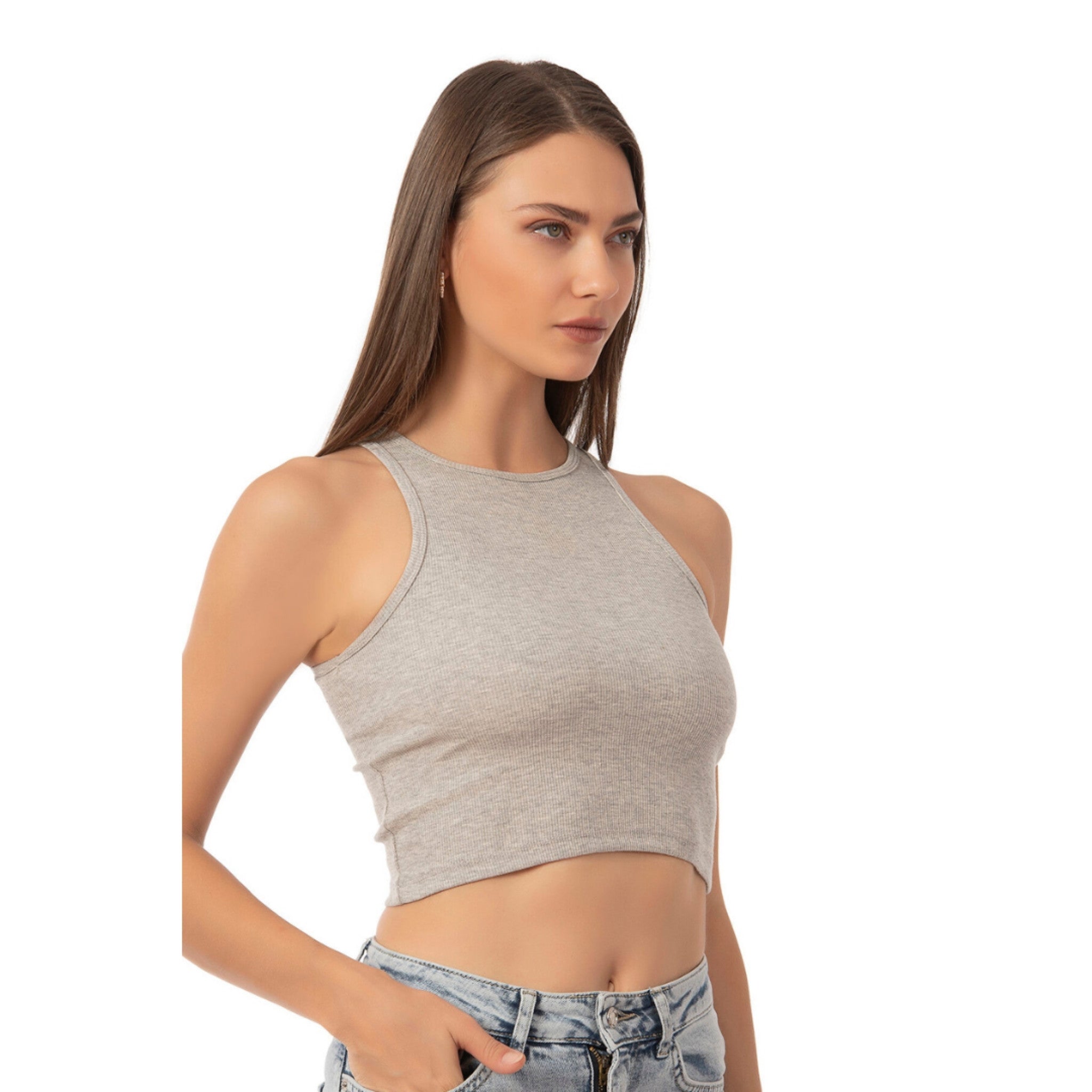 High - Neck Crop Tank Top - BlooomiT